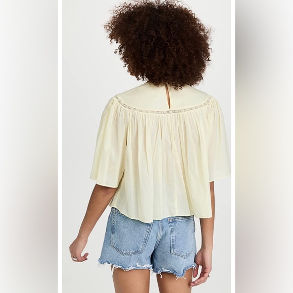 Rebecca Taylor Short Sleeve Applique Top, Color: Light Lemongrass - M - Picture 2 of 12